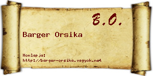 Barger Orsika névjegykártya